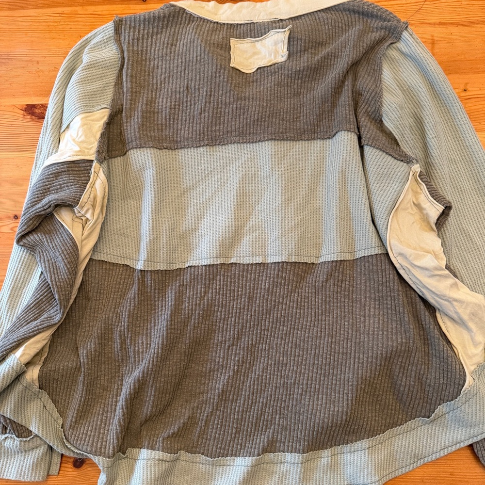 POL Patchwork Long Sleeve thermal top oversized f… - image 5